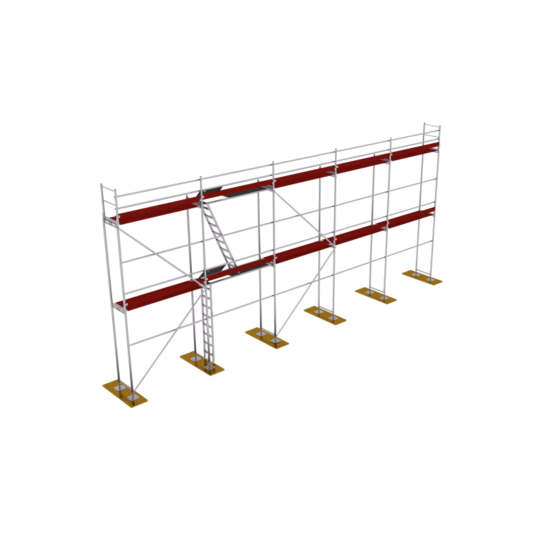 rusztowanie plettac dużeRusztowanie elewacyjne drewno + P70 80m2