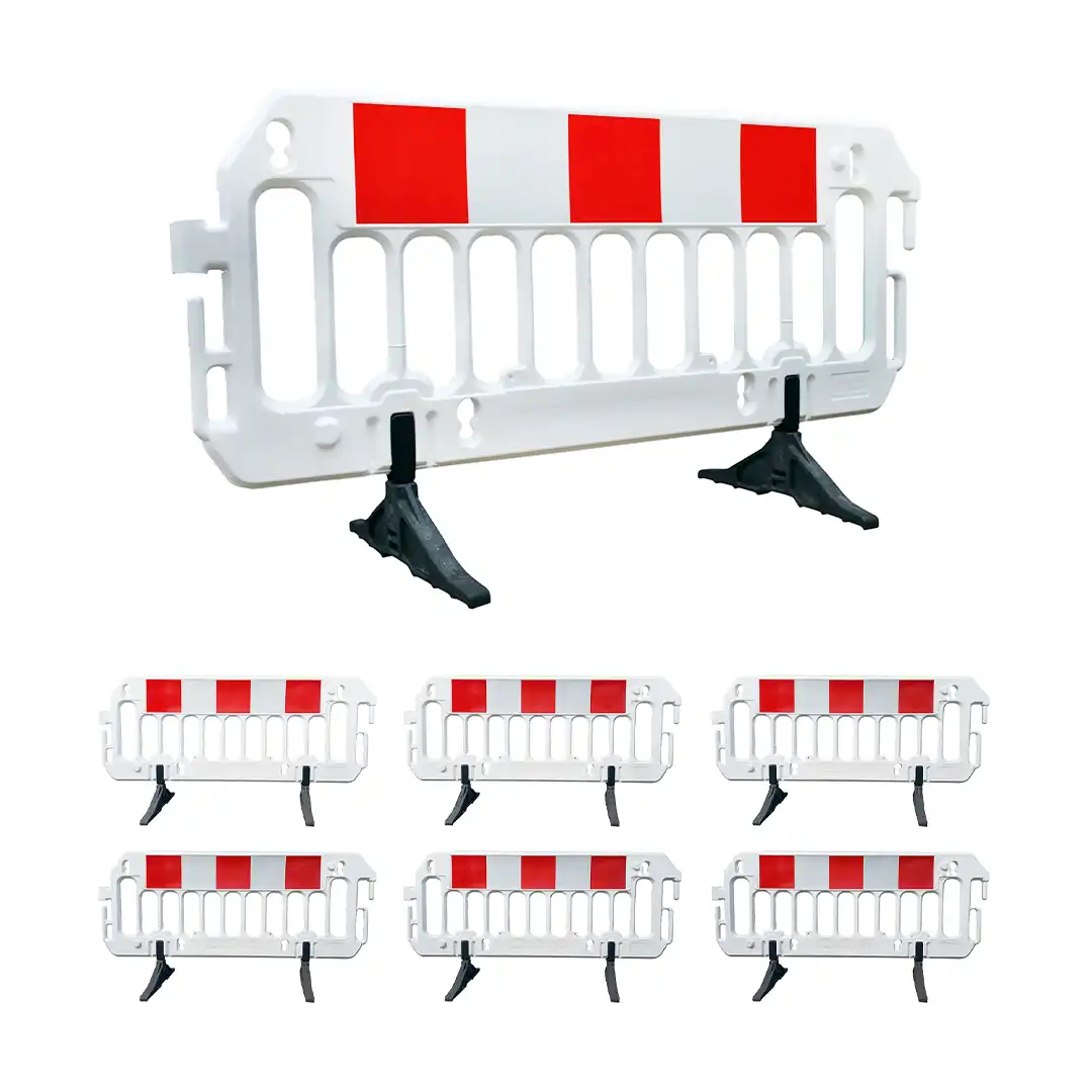 Barierki oddzielające PCV Białe Zestaw
